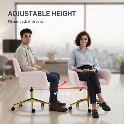 Swivel Office Chair, Vanity Desk Chair with Adjustable Height, Wheels