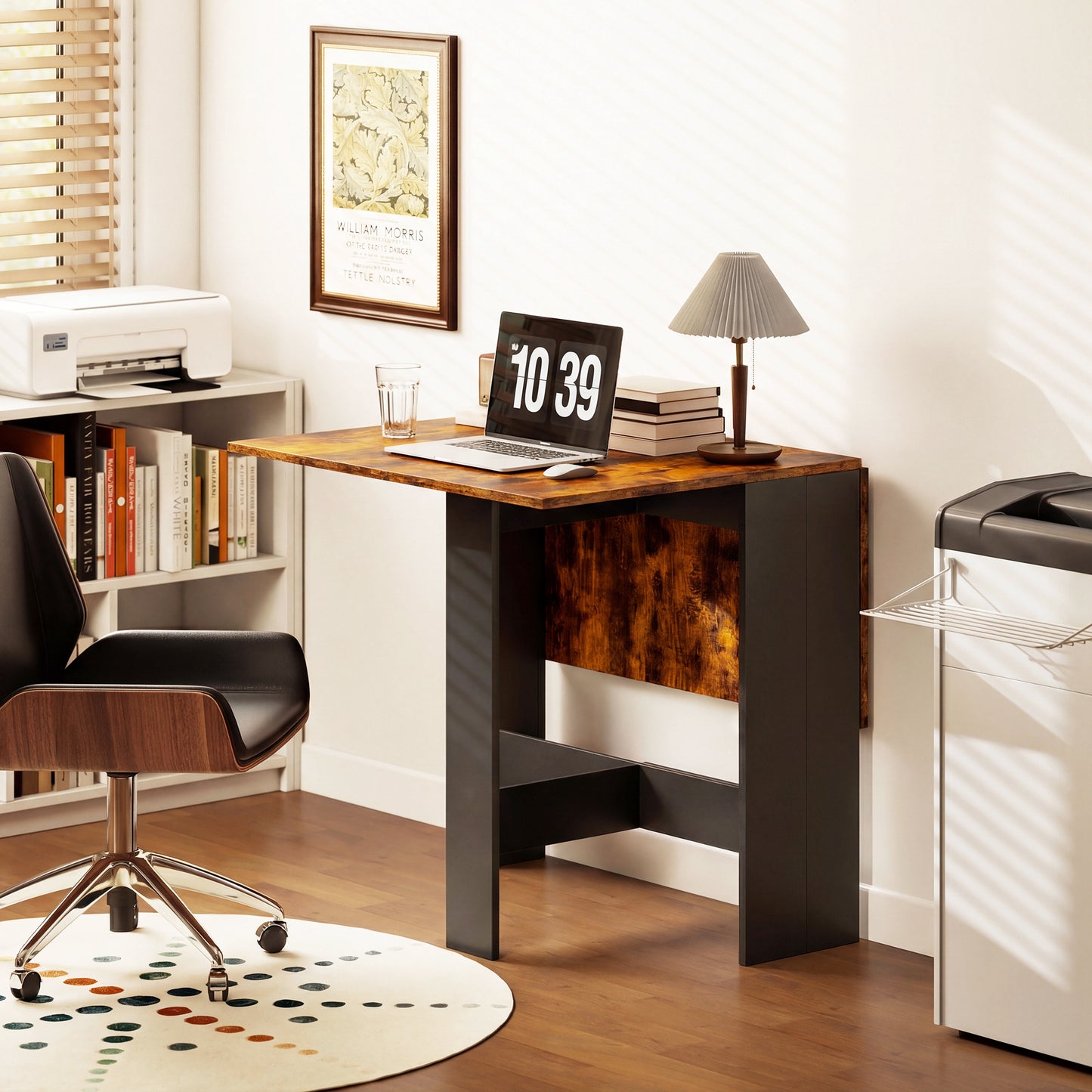 Wooden Folding Table Writing Desk Rustic Brown