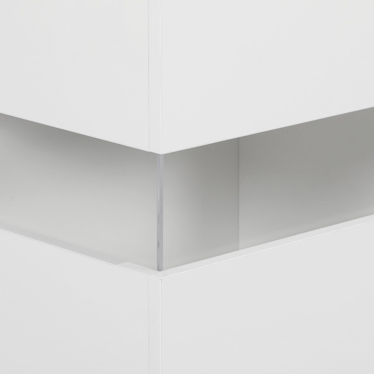 LED Sideboard, High Gloss Storage Cabinet with 4 Drawers, White