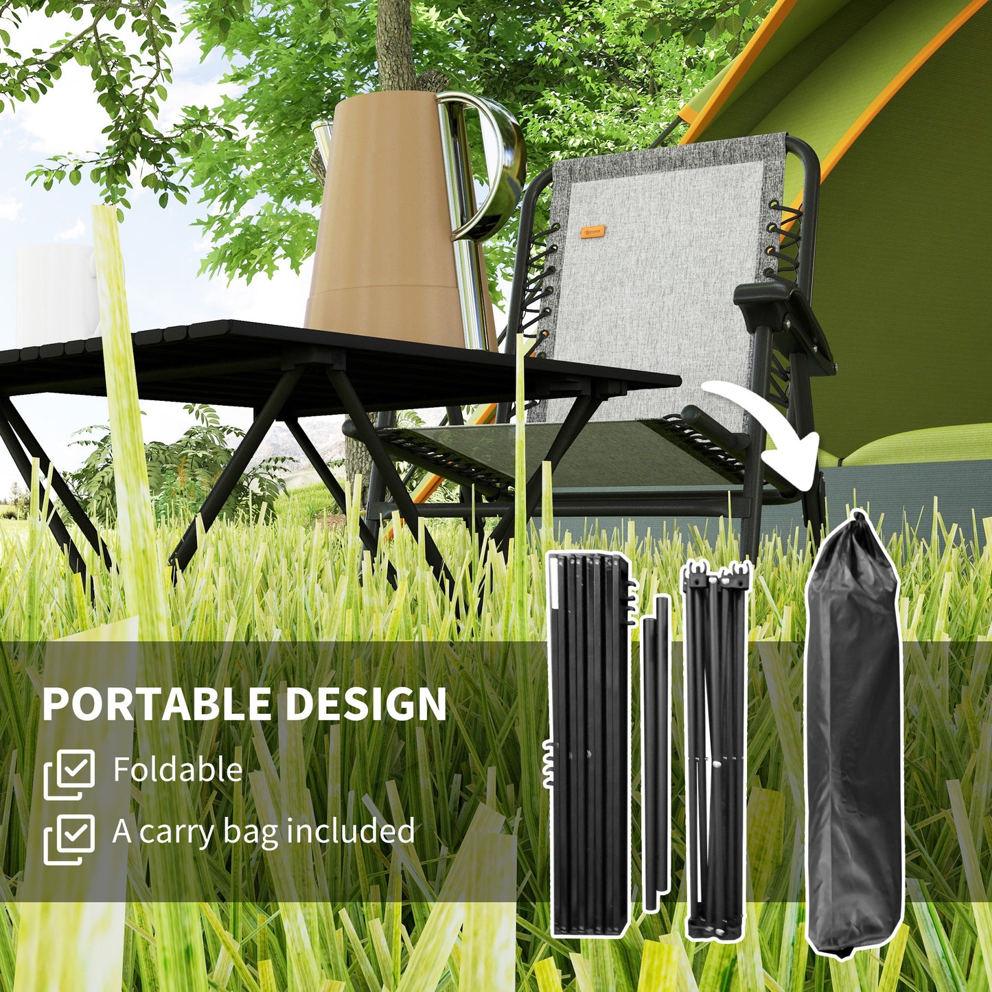 Folding Camping Table for Outdoor Camping, Picnic, Hiking, Black
