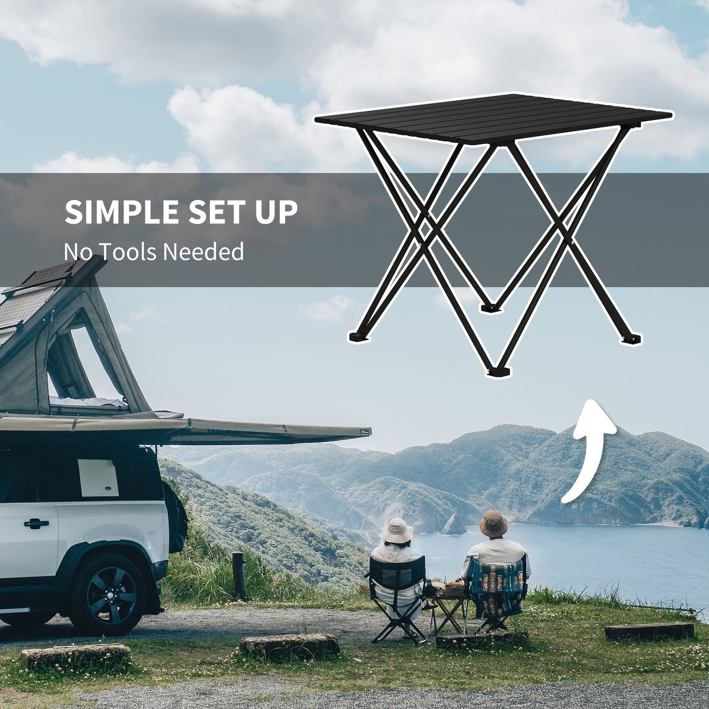 Folding Camping Table for Outdoor Camping, Picnic, Hiking, Black