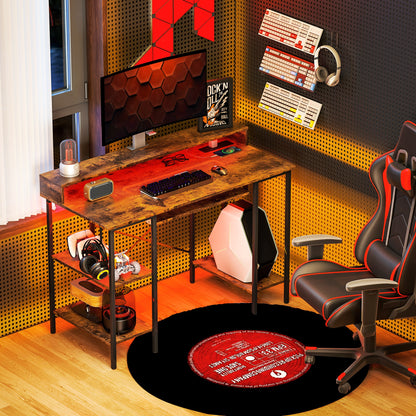 Gaming Desk with Monitor Stand and Sliding Keyboard Tray Rustic Brown