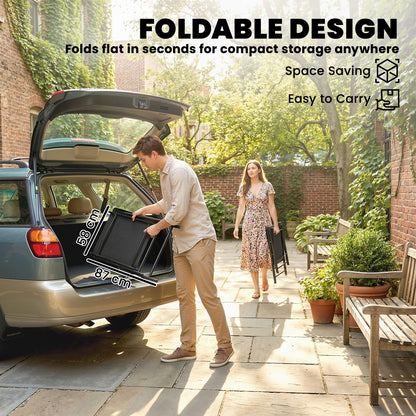 Folding Garden Chairs Set of 2 with High Back, Armrests, Black