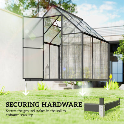 Polycarbonate Greenhouse Garden Green House with Rain Gutter, Black