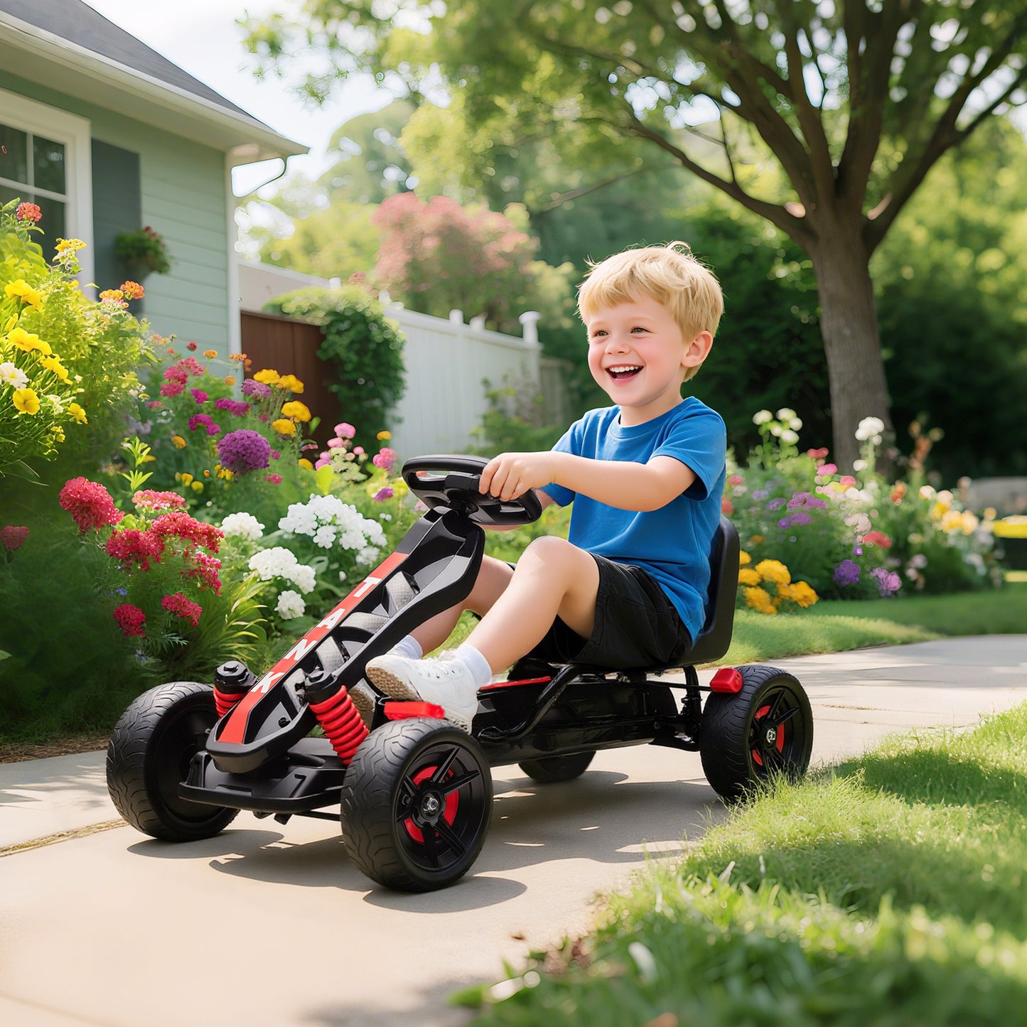 Pedal Go Kart with Automatic Clutch, for Ages 3-6 Years, Red
