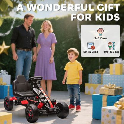 Pedal Go Kart with Automatic Clutch, for Ages 3-6 Years, Red