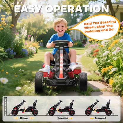 Pedal Go Kart with Automatic Clutch, for Ages 3-6 Years, Red