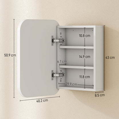 Wall Mounted Bathroom Cabinet with Mirror Adjustable Shelves White