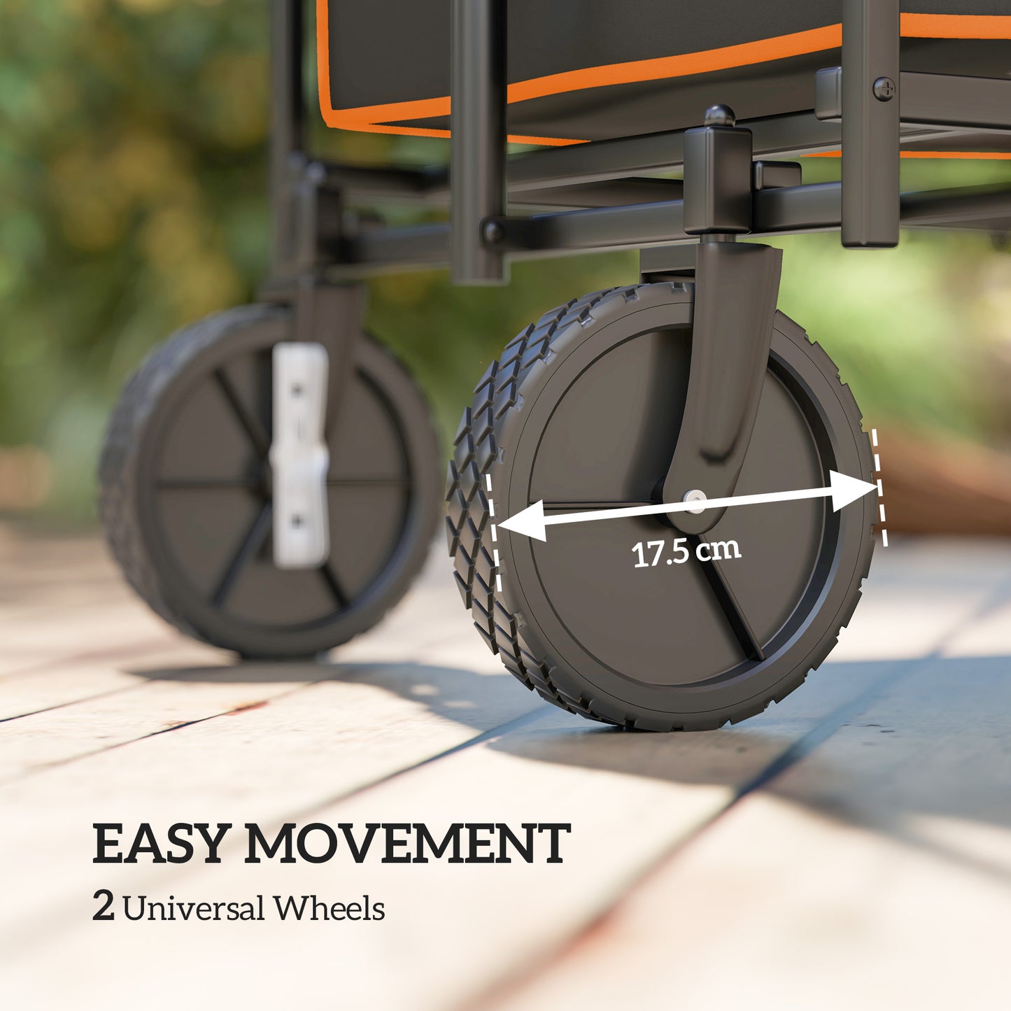 160L Folding Trolley Cart w/ Adjustable Handle, Black and Orange