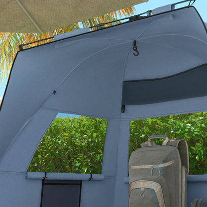 2-3 Person Pop Up Beach Tent, UPF15+ Sun Shelter with Extended Floor, Sandbags, Mesh Windows and Carry Bag, Blue