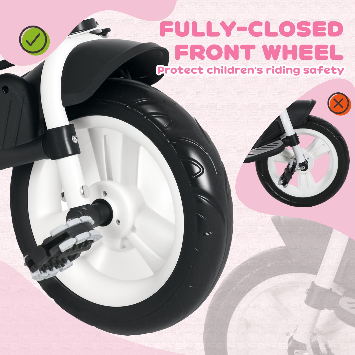 6 in 1 Kids Trike, Stroller with Parent Handle, Pink