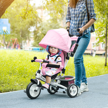 6 in 1 Kids Trike, Stroller with Parent Handle, Pink