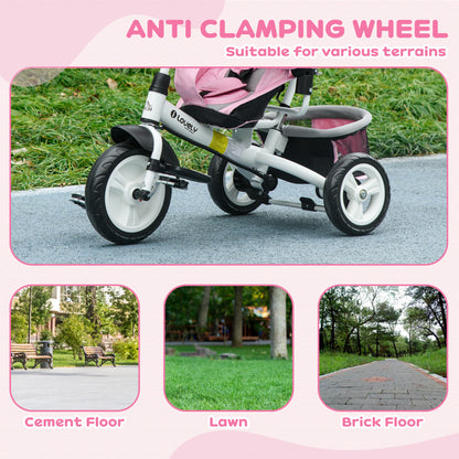 6 in 1 Kids Trike, Stroller with Parent Handle, Pink