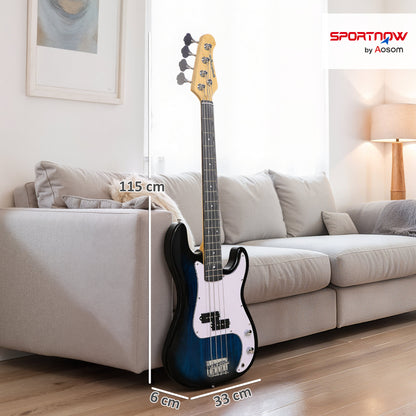 4 String Full Size Electric Bass Guitar for Beginner with Amp, Blue