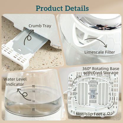 Kettle and Toaster Set with Strix Thermostat, Crumb Tray, Cream