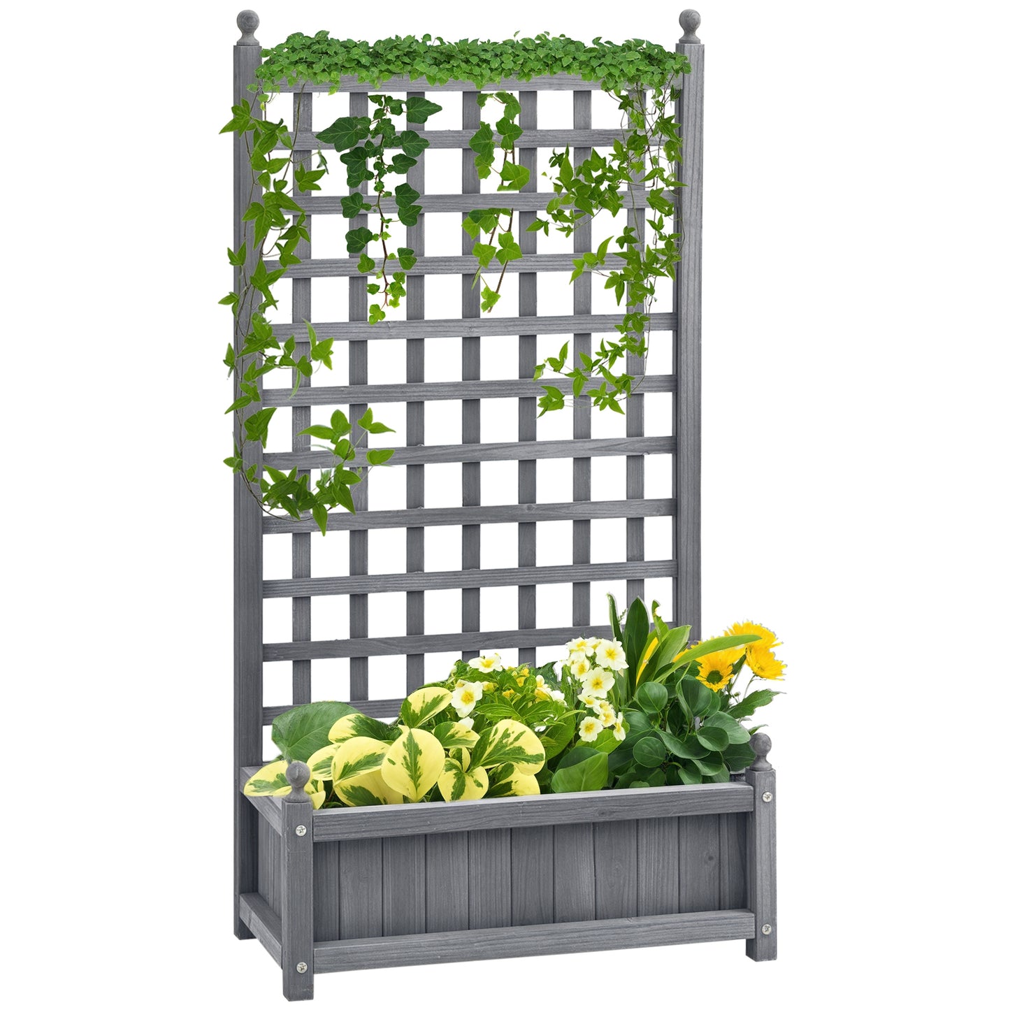 Raised Garden Bed with Trellis Garden Planters Indoor Grey