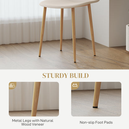 Dining Chairs Set of 4 w/ Curved Back, Steel Legs, Khaki