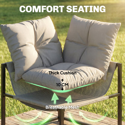 4 Piece Garden Furniture Set with Cushions Coffee Table, Grey