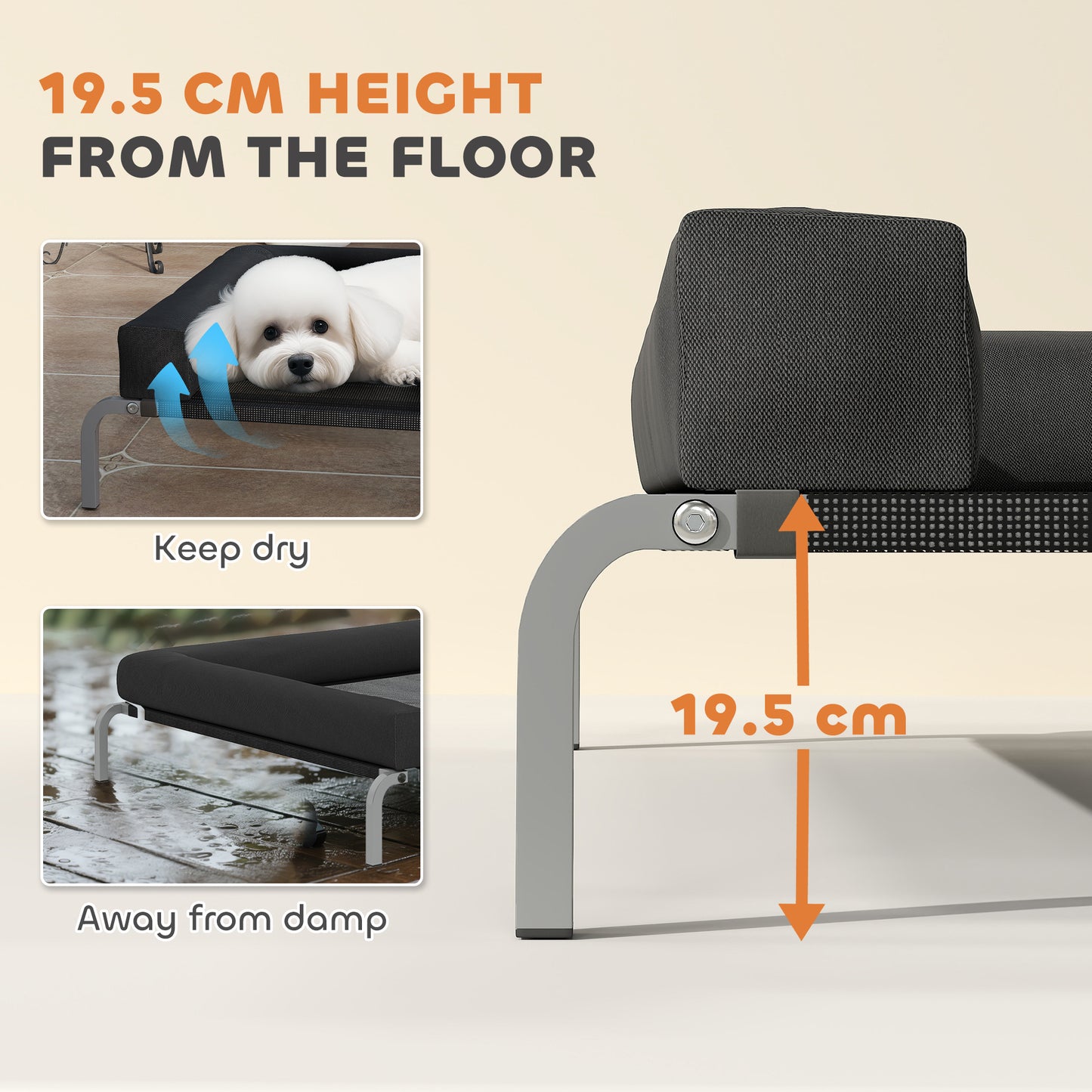 Elevated Dog Bed, Raised Dog Bed with Removable Bolsters