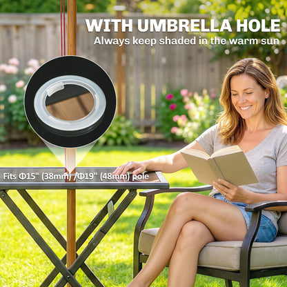 Folding Square Garden Dining Table with Parasol Hole