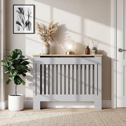 Radiator Cover Painted Slatted MDF Cabinet Lined Grill 112x19x81cm