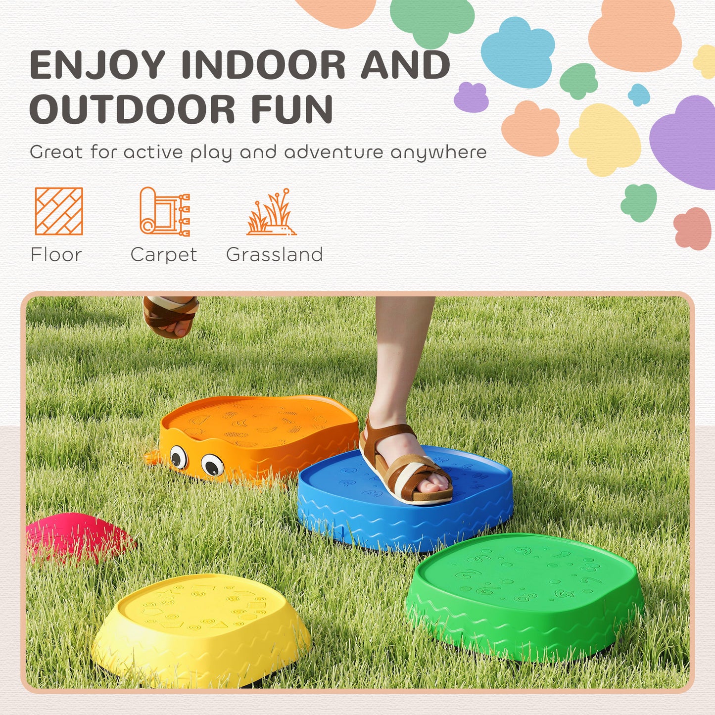 5PCS Kids Stepping Stones, Frog-Shaped Balance Stepping Stones