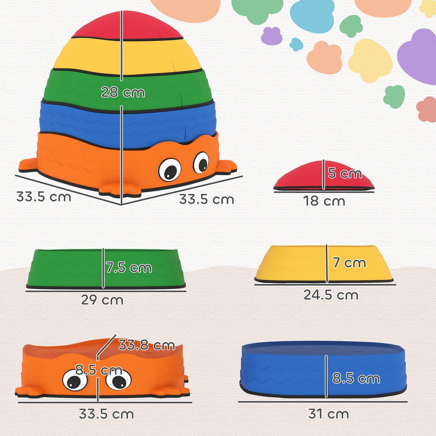 5PCS Kids Stepping Stones, Frog-Shaped Balance Stepping Stones