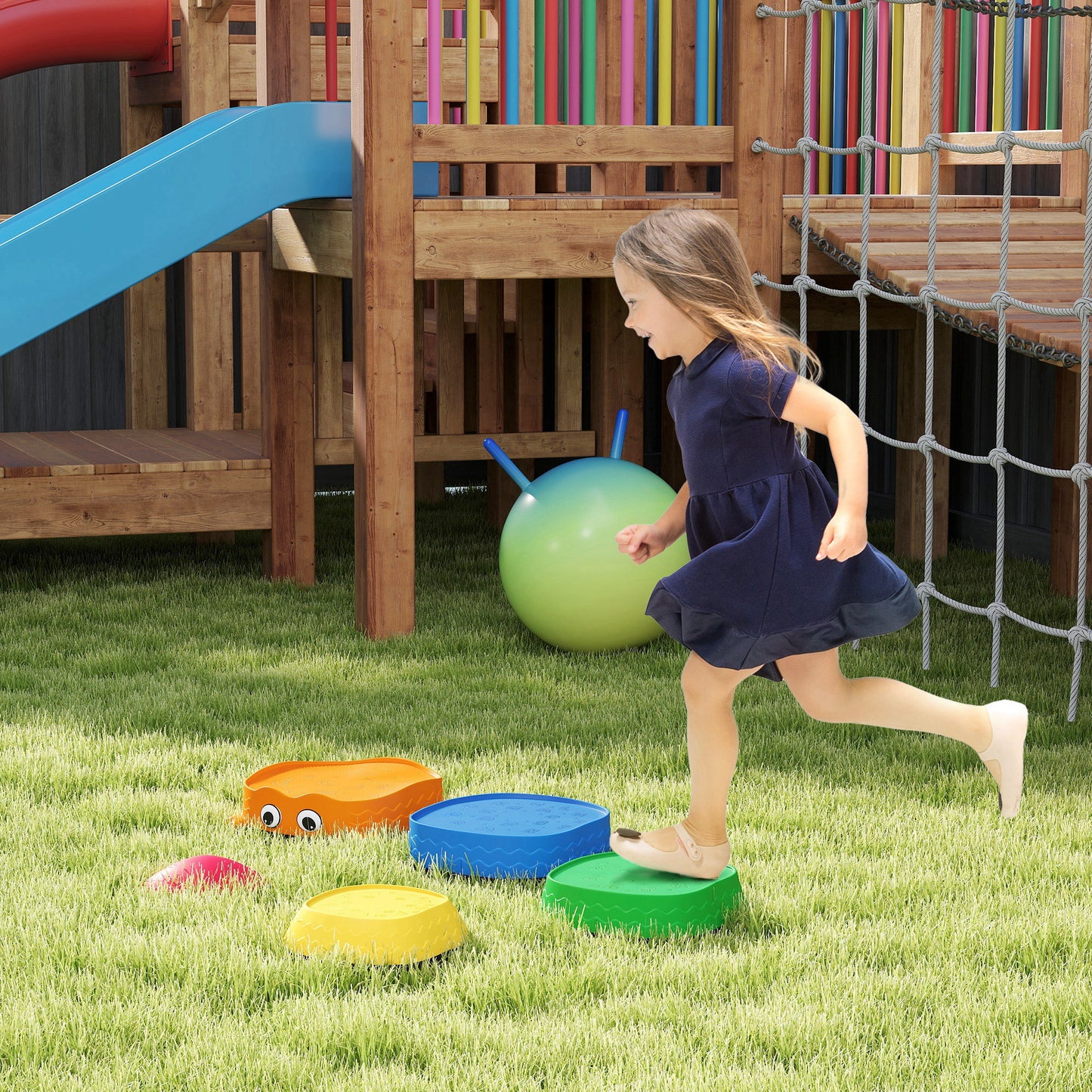 5PCS Kids Stepping Stones, Frog-Shaped Balance Stepping Stones