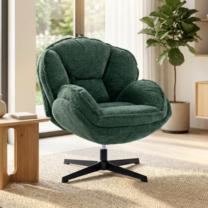 Accent Chair with 360° Swivel for Living Room Dark Green