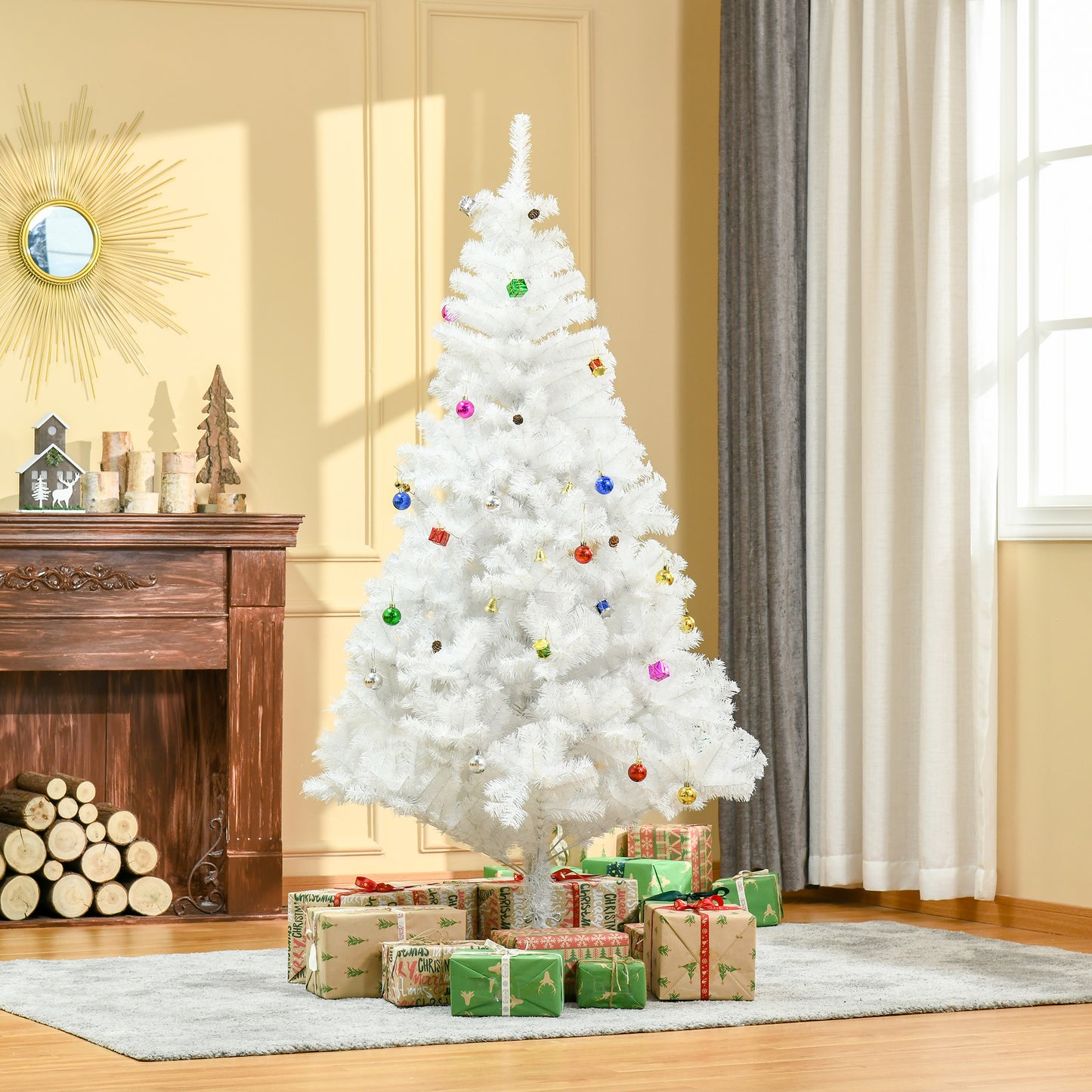 6ft Snow Artificial Christmas Tree w/ Metal Stand Decorations Home White