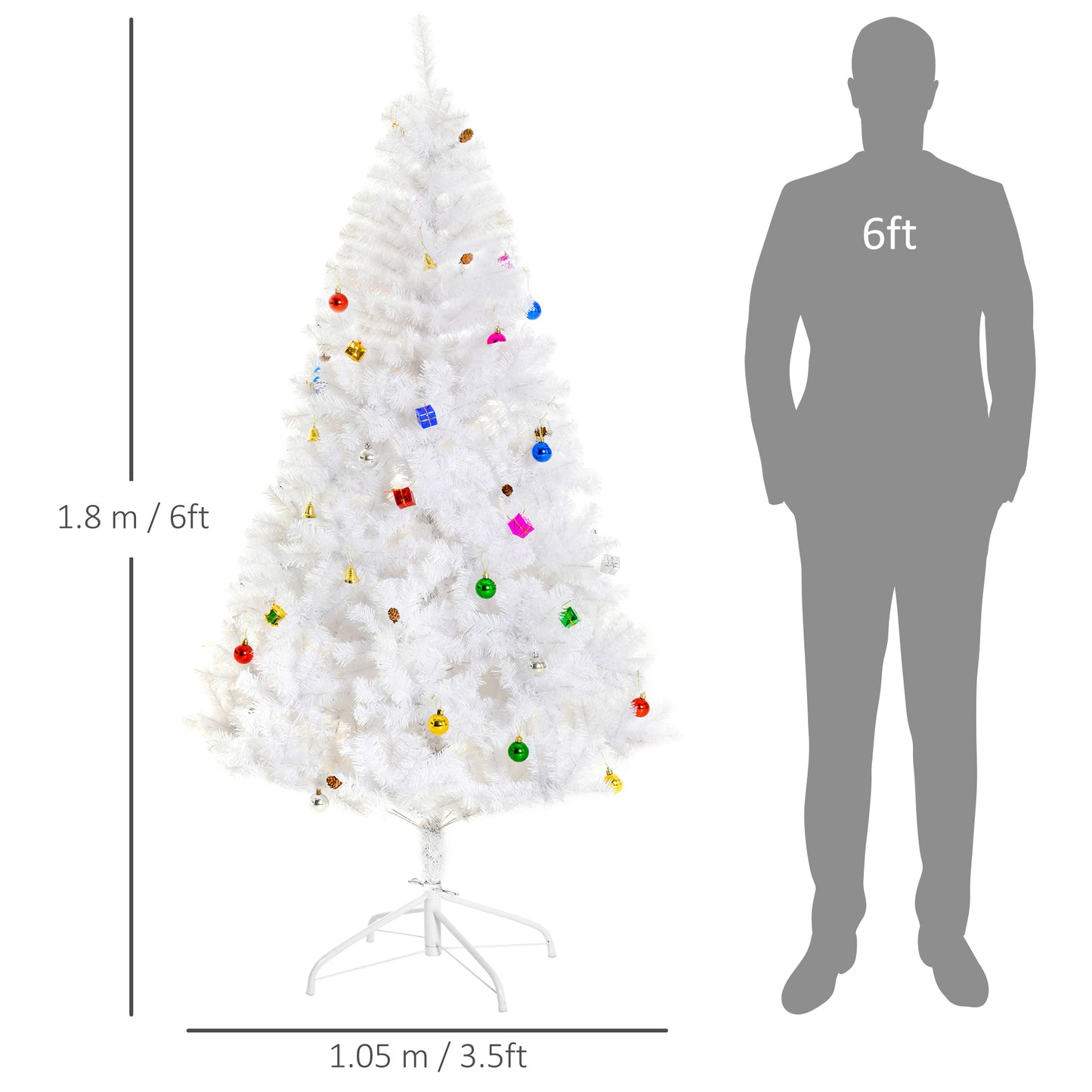 6ft Snow Artificial Christmas Tree w/ Metal Stand Decorations Home White