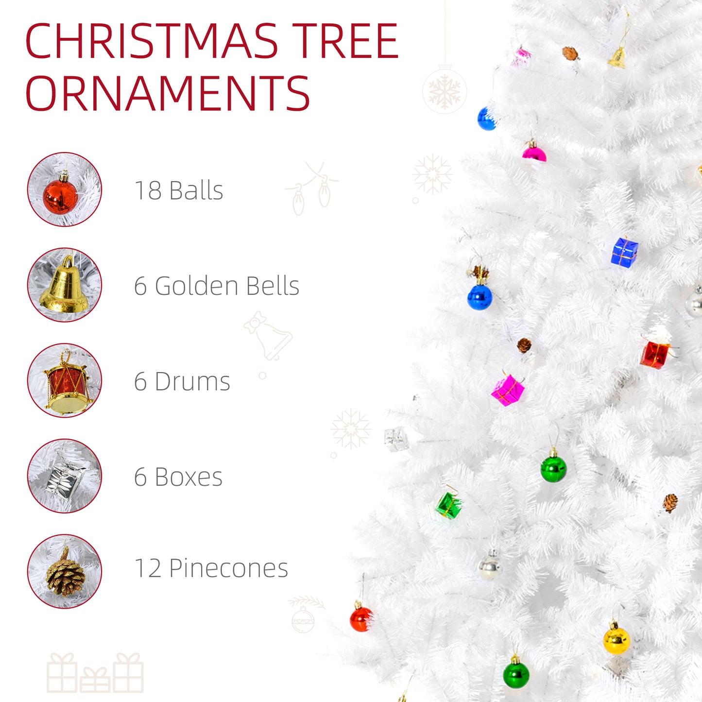 6ft Snow Artificial Christmas Tree w/ Metal Stand Decorations Home White