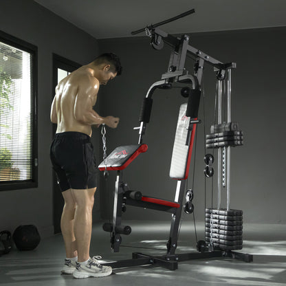Multi Home Gym Machine with 65kg Weights for Strength Training Black