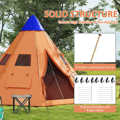 6-7 Person Large Family Party Camping Tent W/ Carrying Bag, Orange