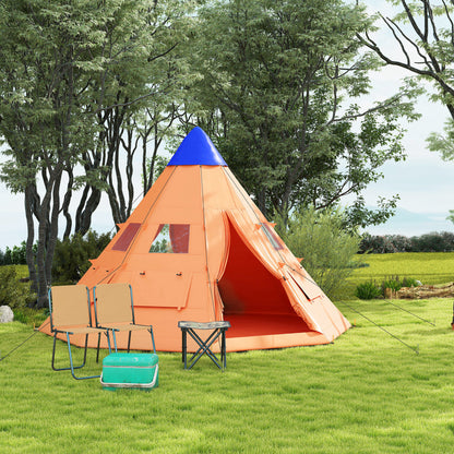 6-7 Person Large Family Party Camping Tent W/ Carrying Bag, Orange