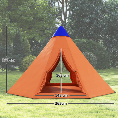 6-7 Person Large Family Party Camping Tent W/ Carrying Bag, Orange