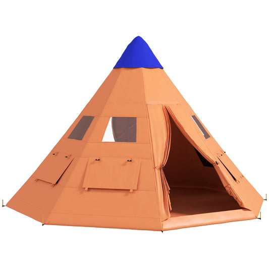 6-7 Person Large Family Party Camping Tent W/ Carrying Bag, Orange