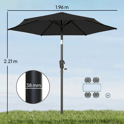 Garden Parasol, 2m Outdoor Table Parasol Umbrella with Tilt