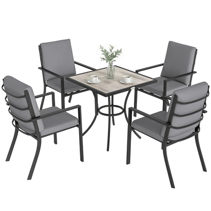 5 Pieces Outdoor Dining Set with Cushions, Garden Dining Set for 4