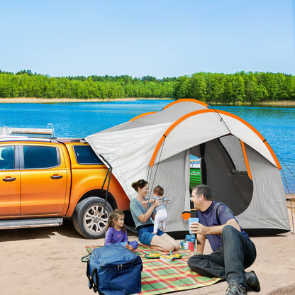SUV Car Tent for Camping, Waterproof PU2000mm, 5 Man Tailgate Tent, for SUV Van Pickup, 2.4 x 2.1 m, Grey and Orange