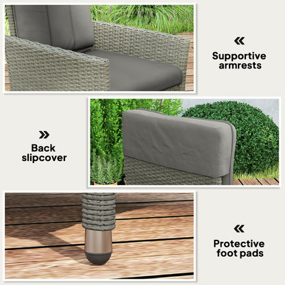 Rattan Garden Recliner Chair with Adjustable Backrest, Grey