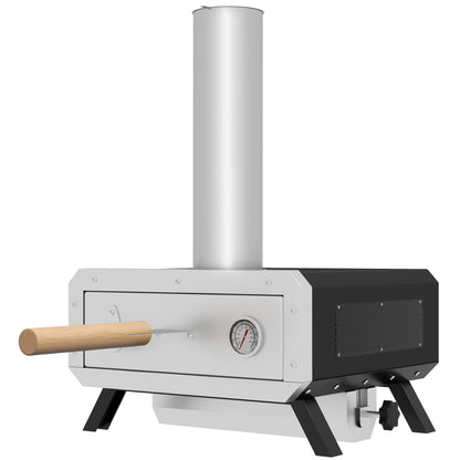 Portable Wood Pellet Pizza Oven with 12" / 30cm Rotating Pizza Stone, Peel and Cover, Wood Fired Pizza Maker with Thermometer