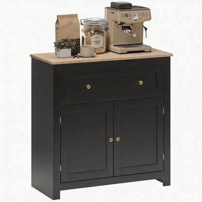 Sideboard, Kitchen Storage Cabinet w/ Adjustable Shelf, Drawer, Black
