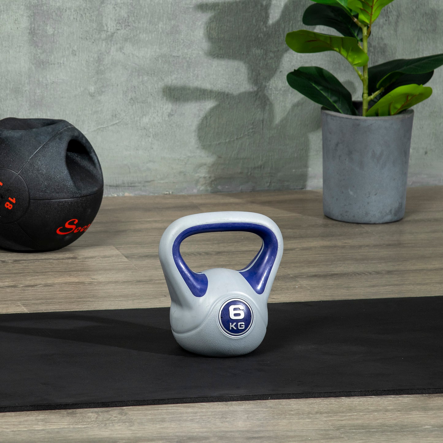 6kg Kettle Bell with Handle for Home Gym, Purple and Grey