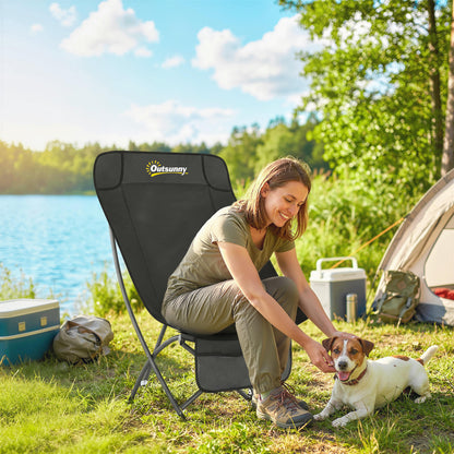Camping Chair Portable with Side Pocket Black