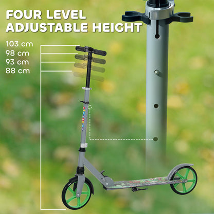 Kids Scooter, Foldable Kick Scooter with Adjustable Handlebar, 200mm Big Wheel, Rear Fender Brake, Gift for Ages 6-12 Years, Boys and Girls, Green