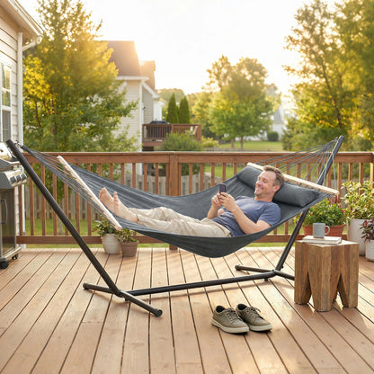 Cotton Hammock, Soft Portable Swing Chair w/ Headrest