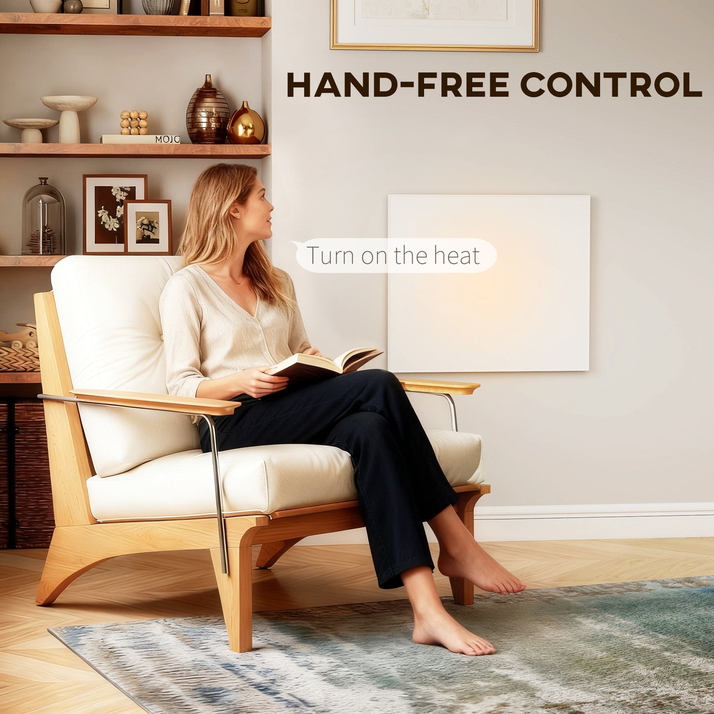 400W Smart Electric Heater, Wall Far Infrared Panel Radiator, White