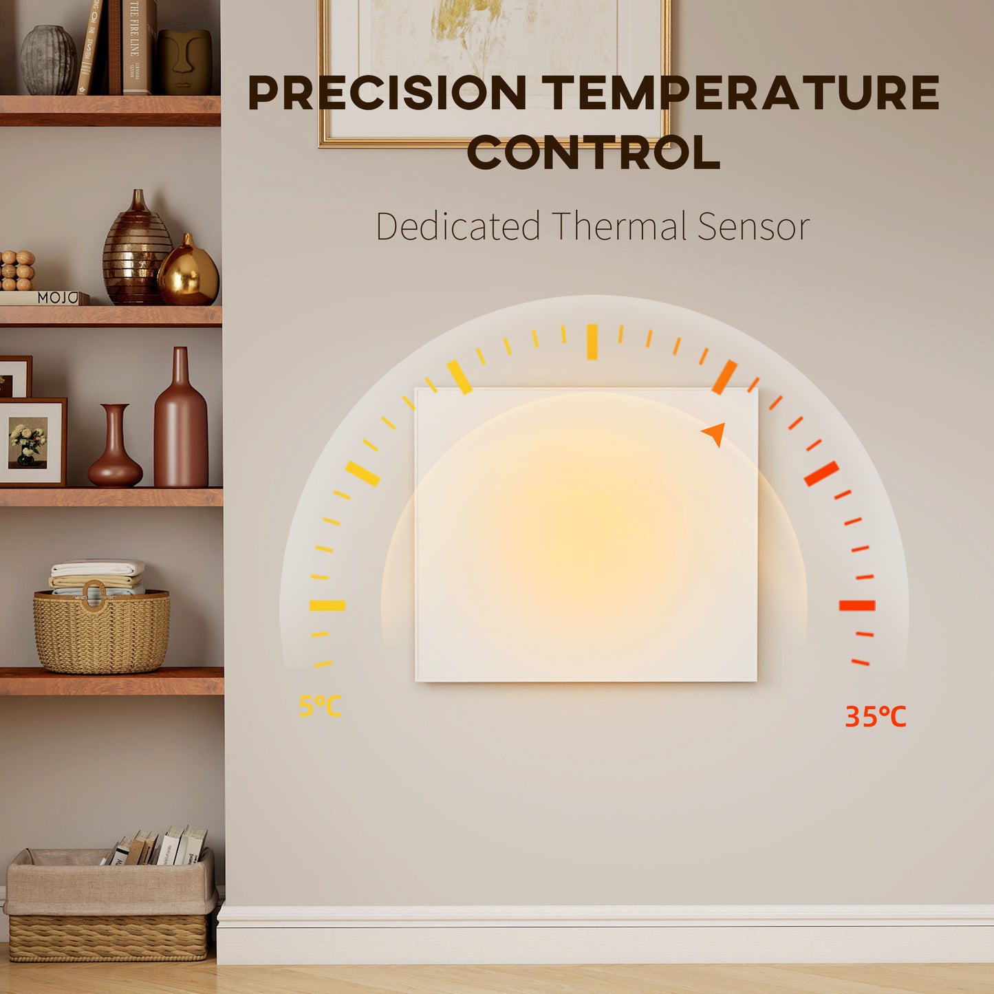 400W Smart Electric Heater, Wall Far Infrared Panel Radiator, White