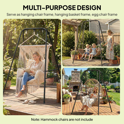 Hammock Chair Stand Only for Indoor Outdoor 150KG Load Black